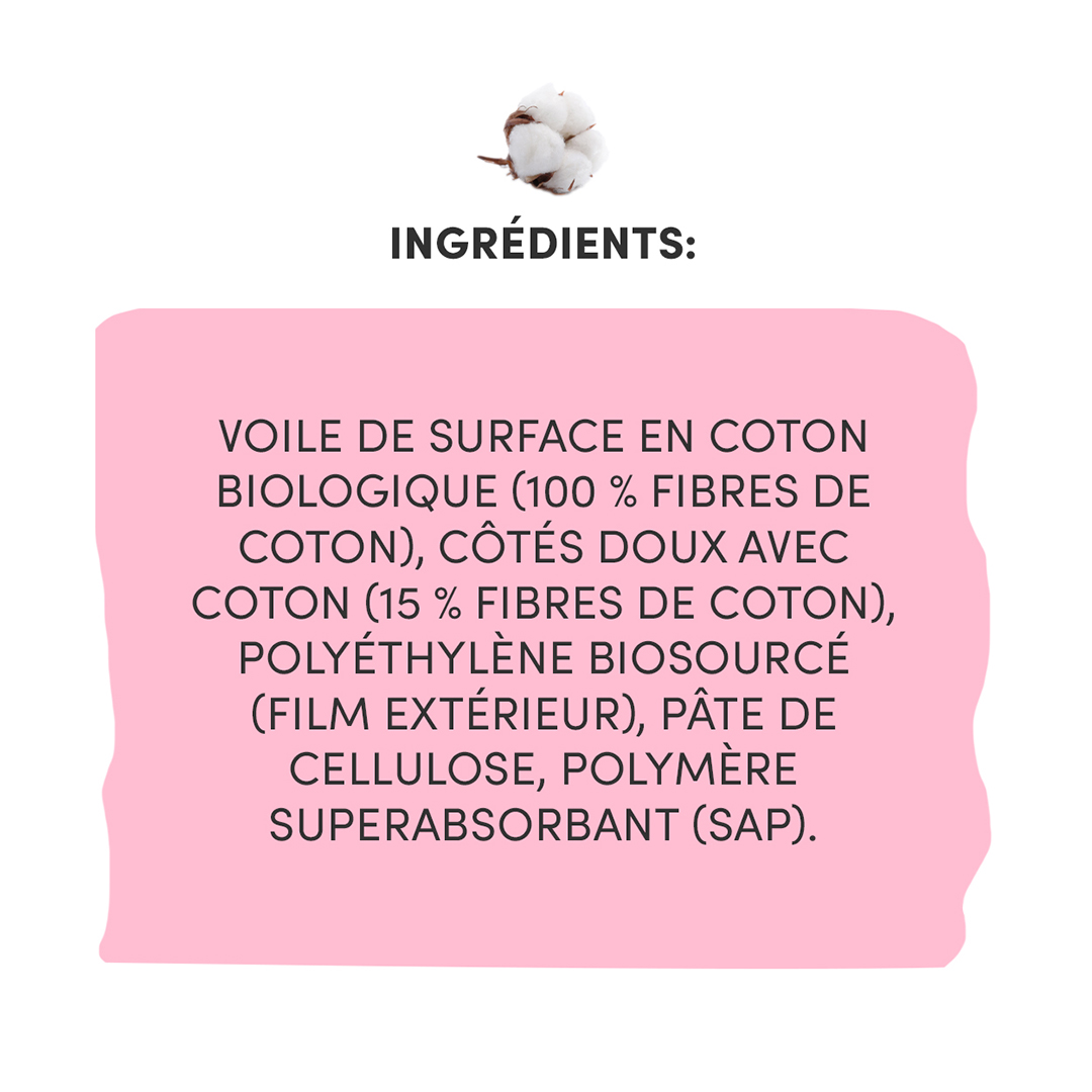 Serviettes hygiéniques bio de nuit