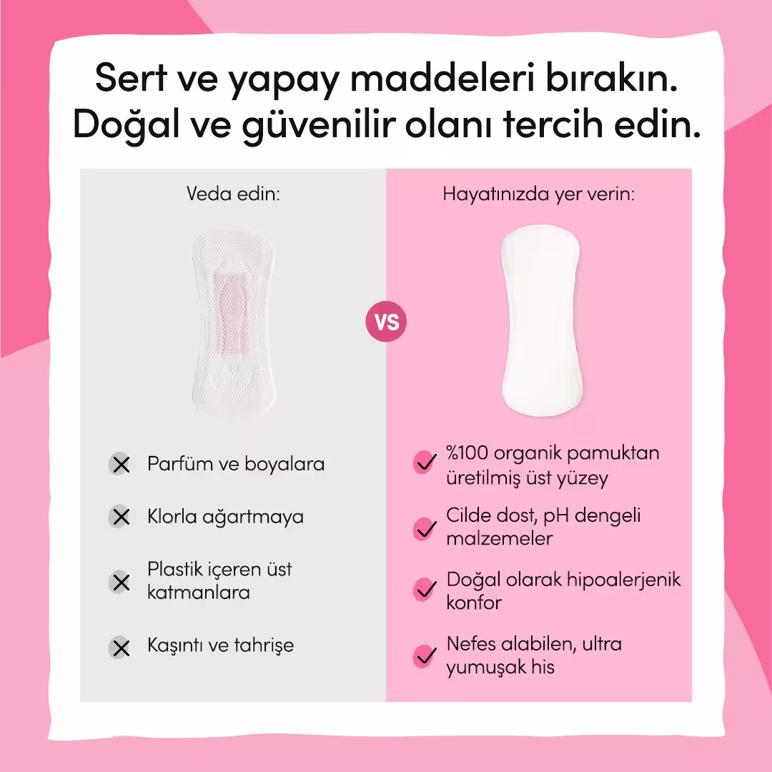 Standart organik pamuk günlük pedler